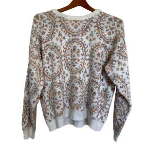 𝅺vintage Jessica Stevens Baroque Sparkle Knit Grandma Sweater Large